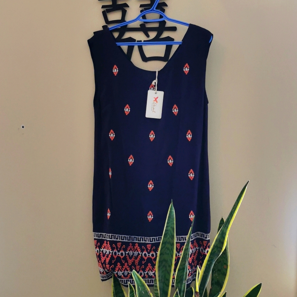 THML Embroidery Bohemian V Zipped Back Dress